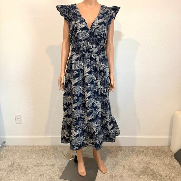 Vineyard Vines large tropical poplin flutter midi dress pockets D1 2761 - Picture 11 of 11